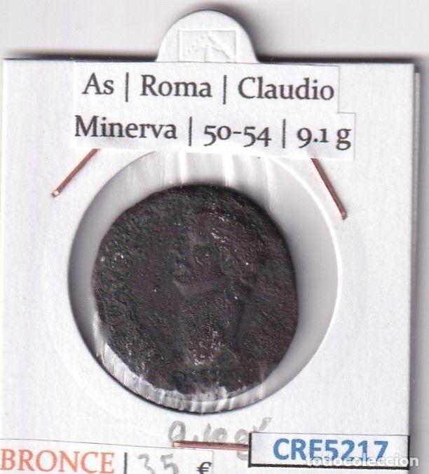 M&uuml;nzen R&ouml;misches Reich: CRE5217 MONEDA ROMANA AS ROMA CLAUDIO MINERVA BRONCE