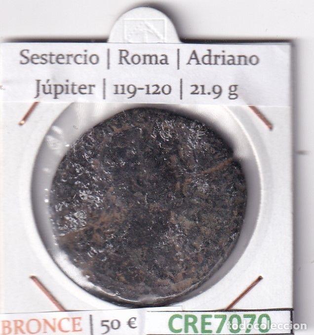 M&uuml;nzen R&ouml;misches Reich: CRE7070 SESTERCIO ROMA ADRIANO JUPITER 119-120