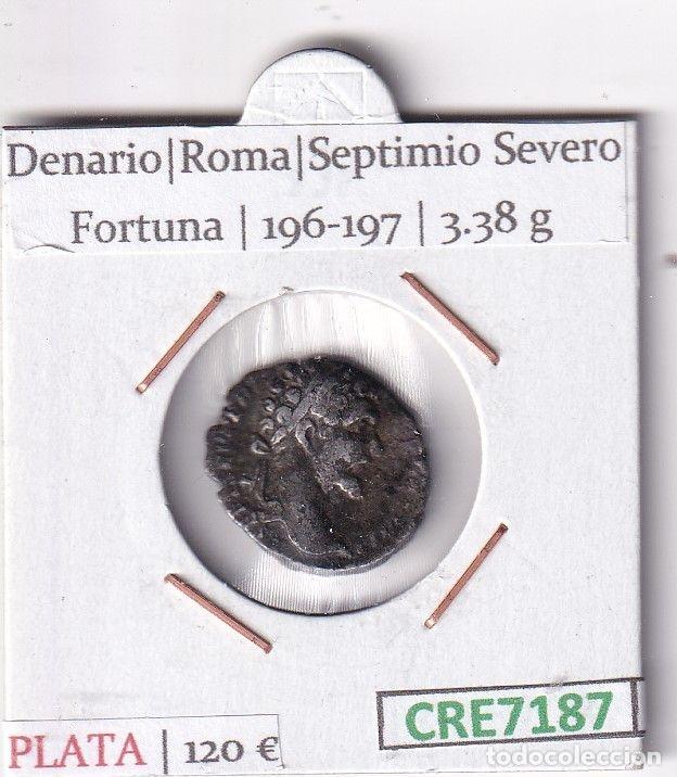Monete Impero Romano: CRE7187 MONEDA DENARIO ROMA SEPTIMIO SEVERO FORTUNA 196-197