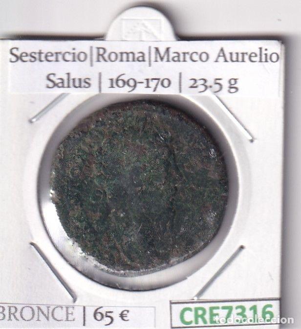 M&uuml;nzen R&ouml;misches Reich: CRE7316 MONEDA ROMANA SESTERCIO ROMA MARCO AURELIO SALUS 169-170