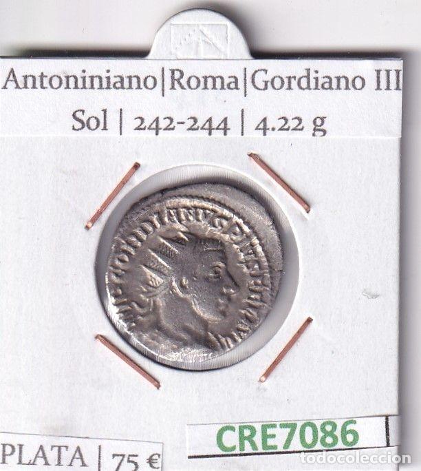 Moedas Imp&eacute;rio Romano: CRE7086 MONEDA ANTONINIANO ROMA GORDIANO III SOL 242-244