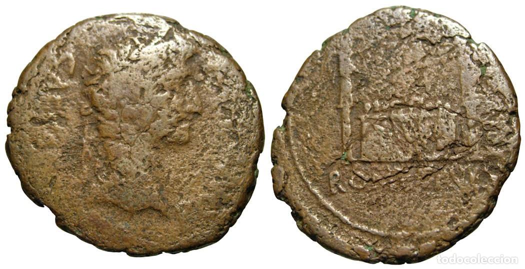 Monedas Imperio romano: Augusto &AElig; AS (10 AC-14 DC) Altar de Lugdunum (Lyon) ROM ET AVG