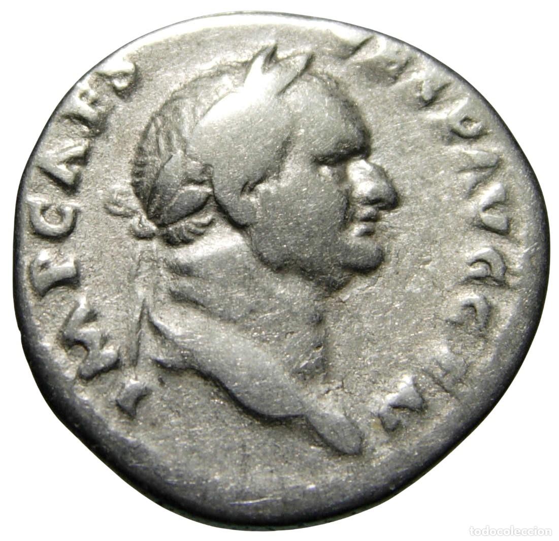 Monedas Imperio romano: Vespasiano AR Denario (73 dC), Salus