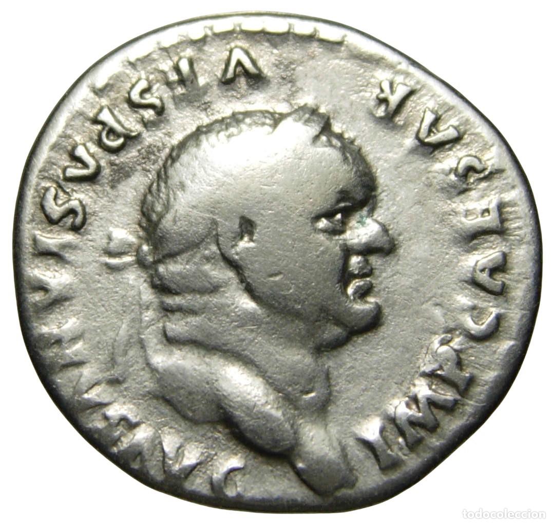 Monedas Imperio romano: Vespasiano AR Denario (75 dC) - Pax