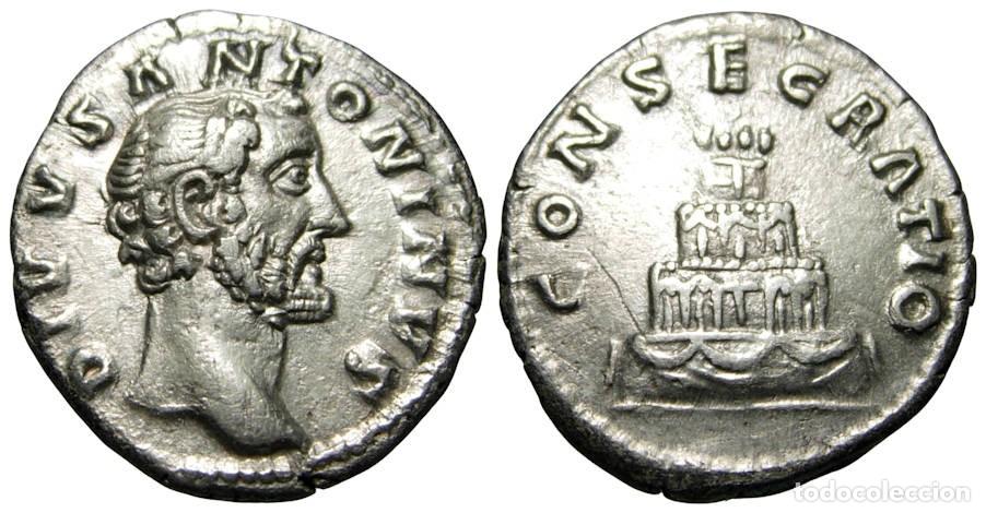 Monedas Imperio romano: Divus Antoninus Pius AR Denarius (161 dC) CONSECRATIO