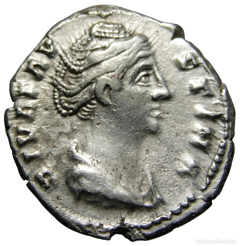 Monedas Imperio romano: Diva Faustina I AR Denarius (147-161 dC), Pietas