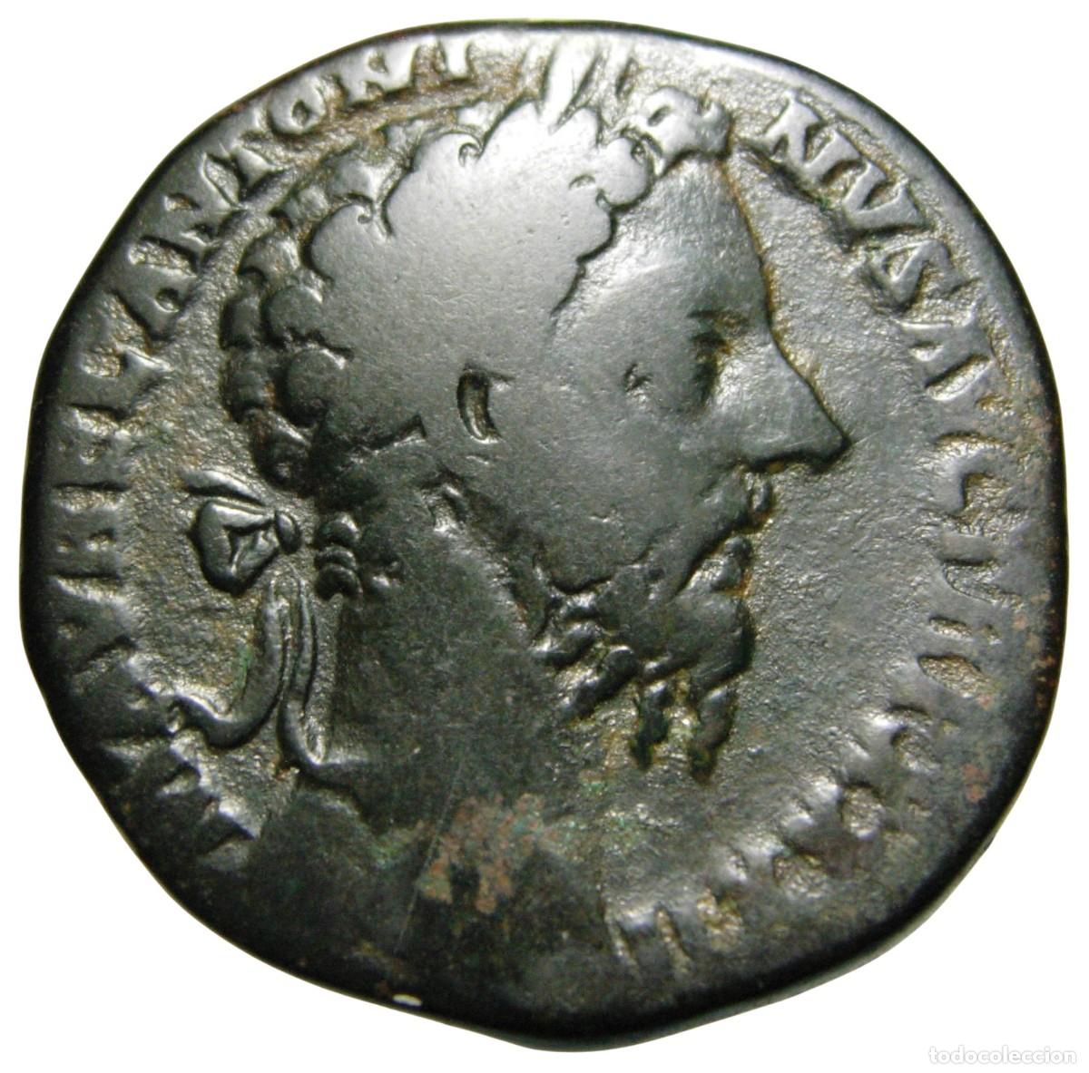 Monedas Imperio romano: Marco Aurelio (161-180 dC) AE Sestercio, Felicitas