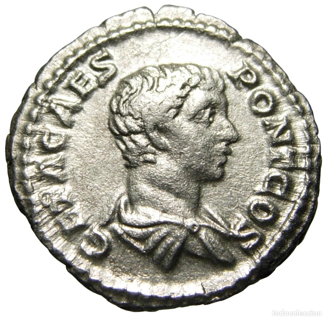 Monedas Imperio romano: Geta AR Denarius (205 dC), VOTA PVBLICA - Foto 2