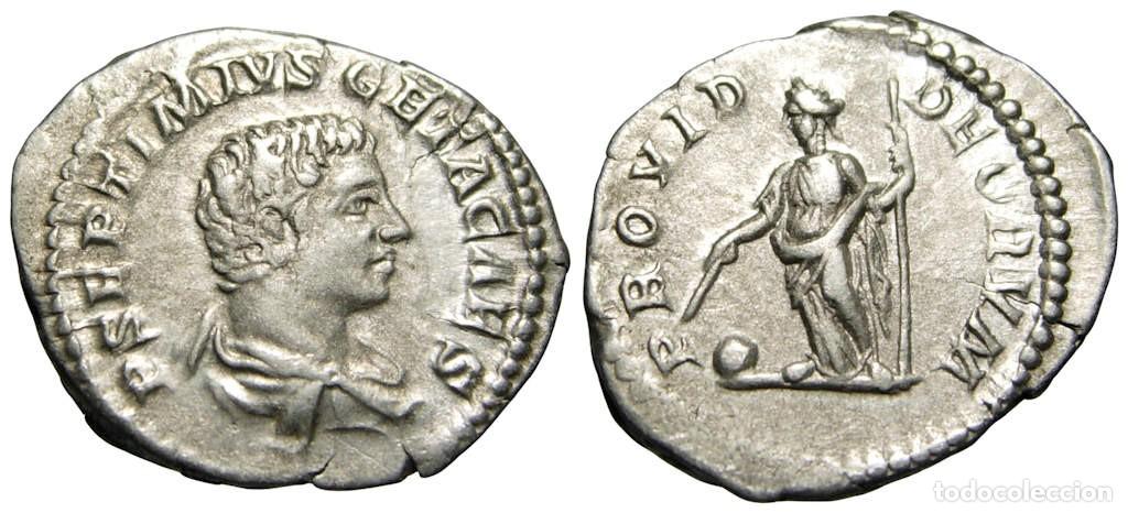 Monedas Imperio romano: Geta Caesar AR Denario (206 dC), Providentia - Foto 3