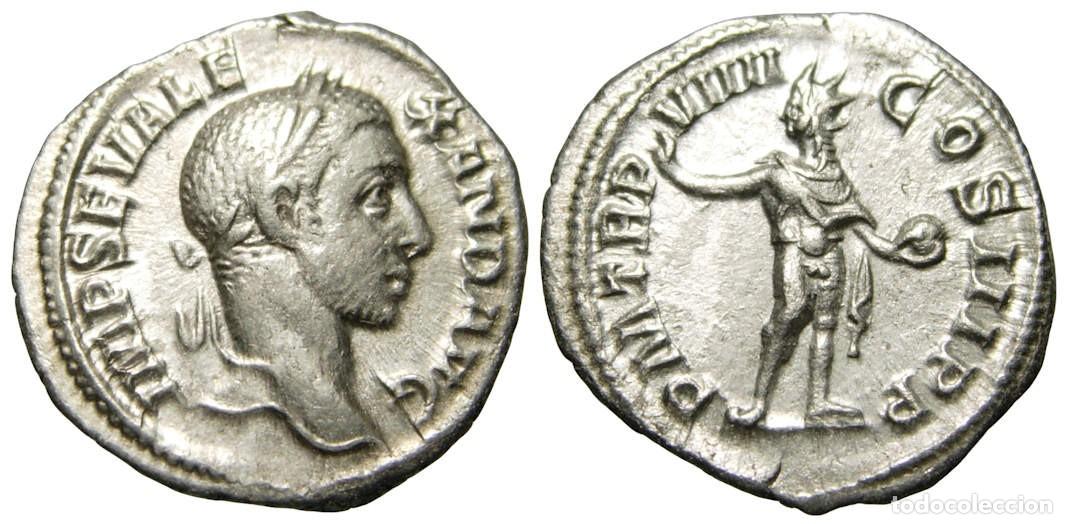 Monedas Imperio romano: Alejandro Severo (222-235 dC) AR Denario, Sol