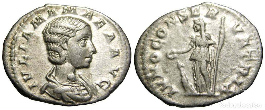 Monedas Imperio romano: Julia Mamaea AR Denarius (222 dC) Juno - Foto 3