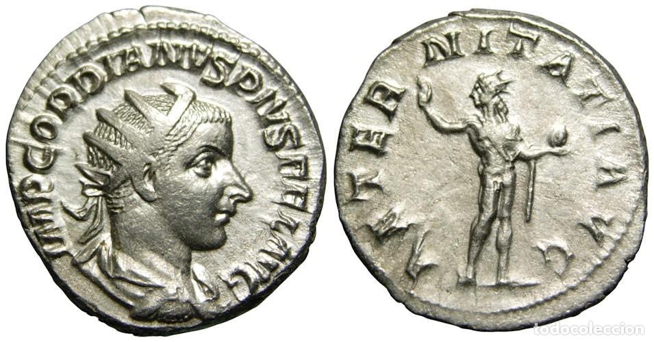 Monedas Imperio romano: Gordiano III (238-244 DC) AR Antoniniano, AETERNITATI - Sol