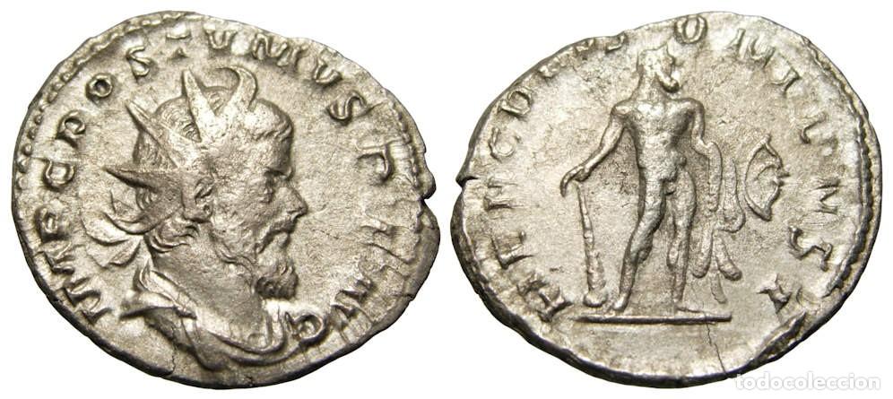 Monedas Imperio romano: P&oacute;stumo AR Antoniniano (260-265 dC), H&eacute;rcules, Ceca de Colonia