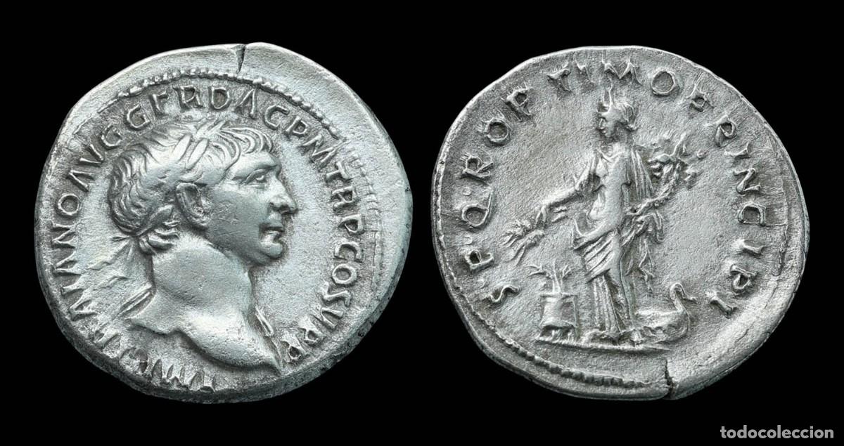 Monedas Imperio romano: Trajan Denarius - SPQR OPTIMO PRINCIPI - 20 mm / 2,89 gr.