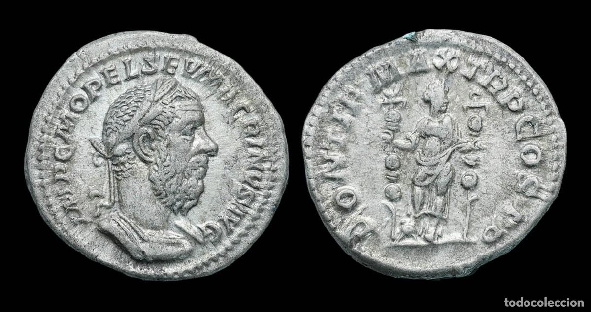 Monedas Imperio romano: Macrinus Denarius - PONTIF MAX TR P COS PP - 3,56 gr.