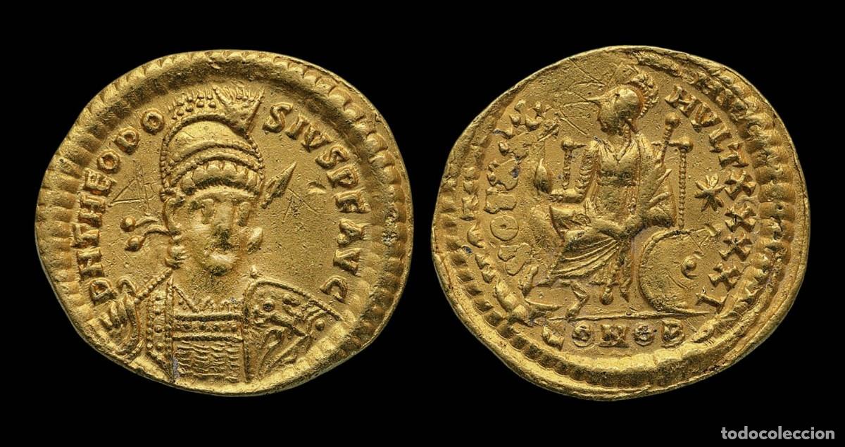 Monedas Imperio romano: Theodosius II Gold Solidus - VOT XXX MVLT XXXX I, Constantinople - 22 mm / 4,11 gr.