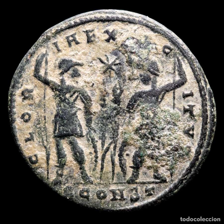 Monedas Imperio romano: Constancio II - Follis. Arles 348 dC. Estrella. GLORIA EXERCITVS