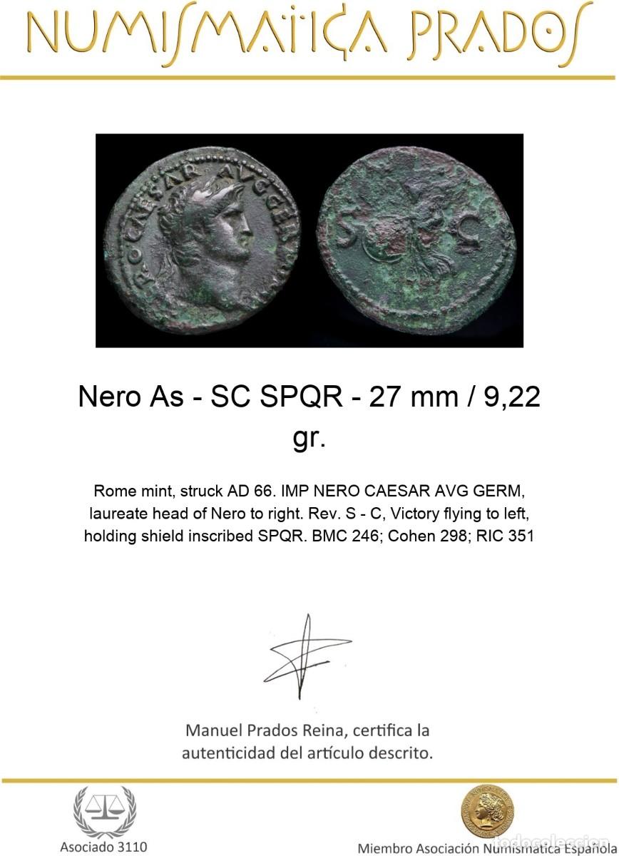 Monedas Imperio romano: Nero As - SC SPQR - 27 mm / 9,22 gr. - Foto 2