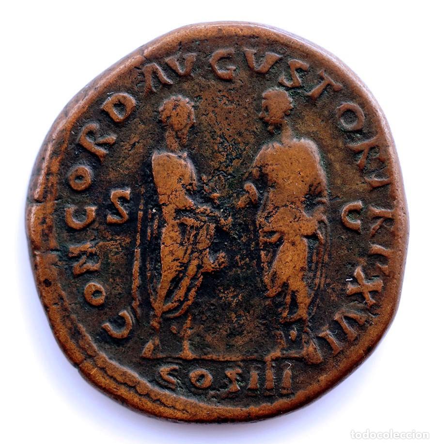 Monedas Imperio romano: SC. Roma-Marco Aurelio. Sestercio 161-162 d.C. Roma. Cobre 23,9 g. Escasa