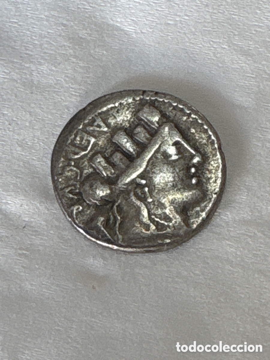 Monedas Imperio romano: Antiguo denario de plata DE LA REPUBLICA ROMANA,acu&ntilde;ado por Publio furiu crasipes,84A.C*ORIGINAL*