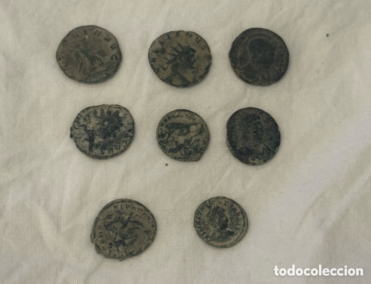 Monedas Imperio romano: Lote 8 Monedas Romanas Antiguas de Bronce &ndash; Imperio Romano, siglos III&ndash;IV d.C.