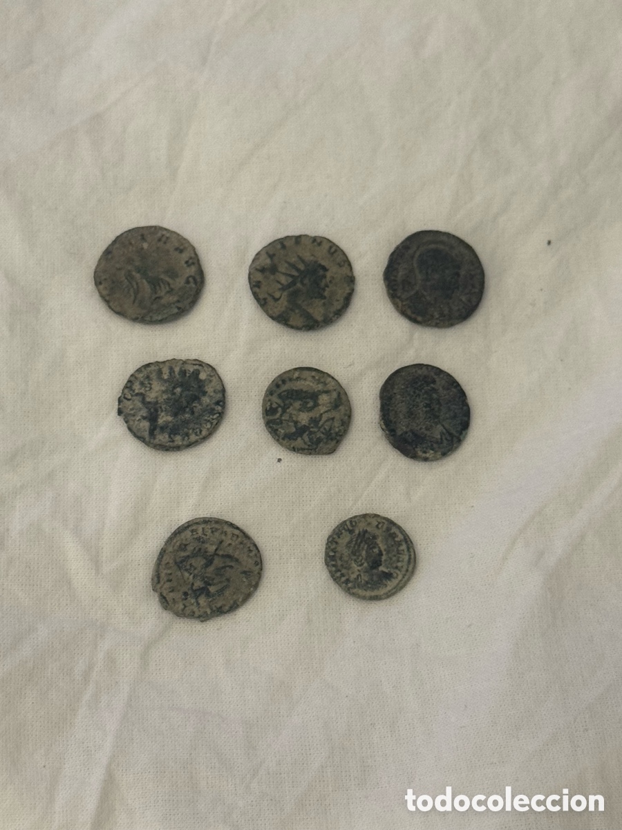 Monedas Imperio romano: Lote 8 Monedas Romanas Antiguas de Bronce &ndash; Imperio Romano, siglos III&ndash;IV d.C.