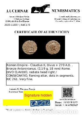 Monedas Imperio romano: Divo Claudio II Gothico - CONSECRATIO Altar, Roma - Foto 3