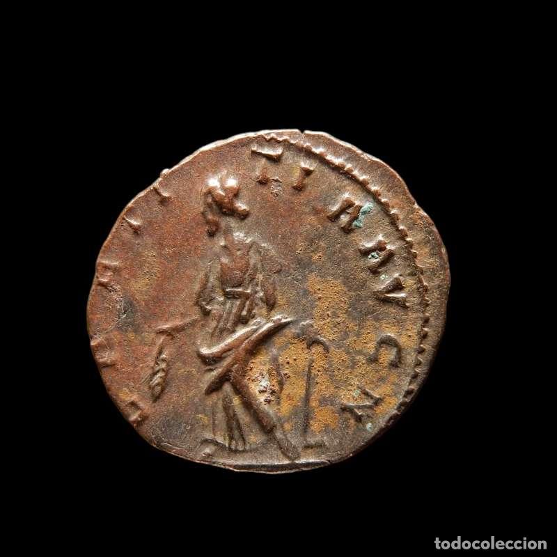 Monedas Imperio romano: T&eacute;trico I, Antoniniano &AElig;, LAETITIA AVG N, Colonia 272-273 dC.