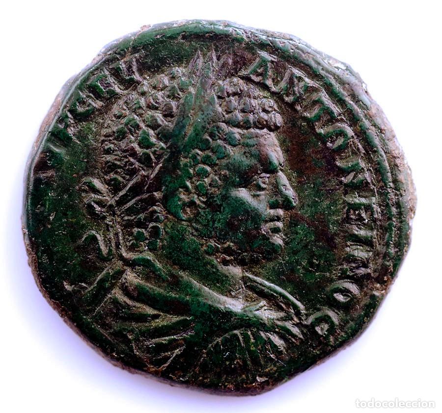 Monedas Imperio romano: SC. Roma-Caracalla. Bronce. Tracia 198-217 d.C. MBC+/VF+ Cobre 17,75 g. Escasa