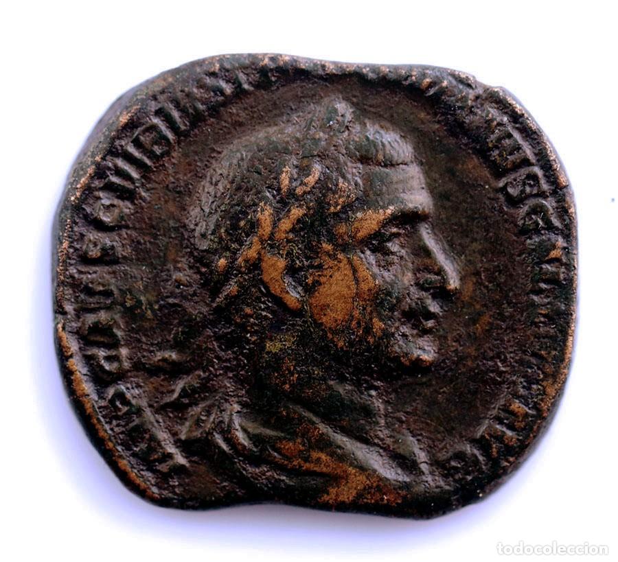 Monedas Imperio romano: SC. Roma- Treboniano Galo, Sestercio 251-253 d.C. Roma Cobre 14,52 g. Muy escasa