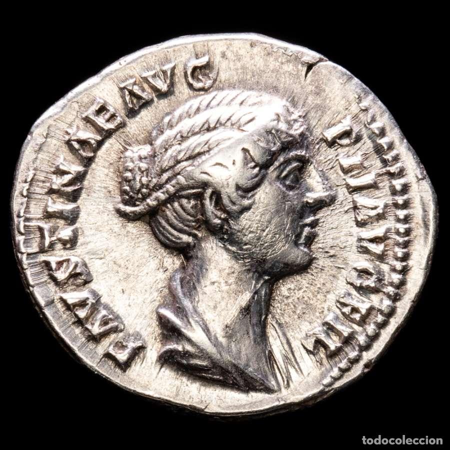 Monedas Imperio romano: Faustina augusta II. Denario plata. LAETITIAE PVBLICAE