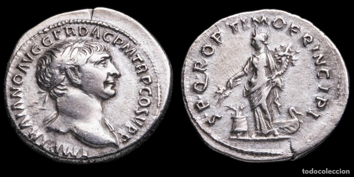 Monedas Imperio romano: Trajan Denarius - SPQR OPTIMO PRINCIPI - 20 mm / 2,89 gr.