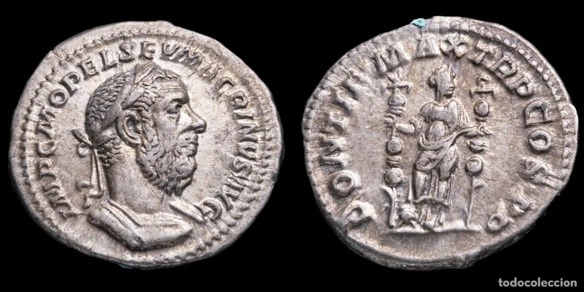 Monedas Imperio romano: Macrinus Denarius - PONTIF MAX TR P COS PP - 3,56 gr.