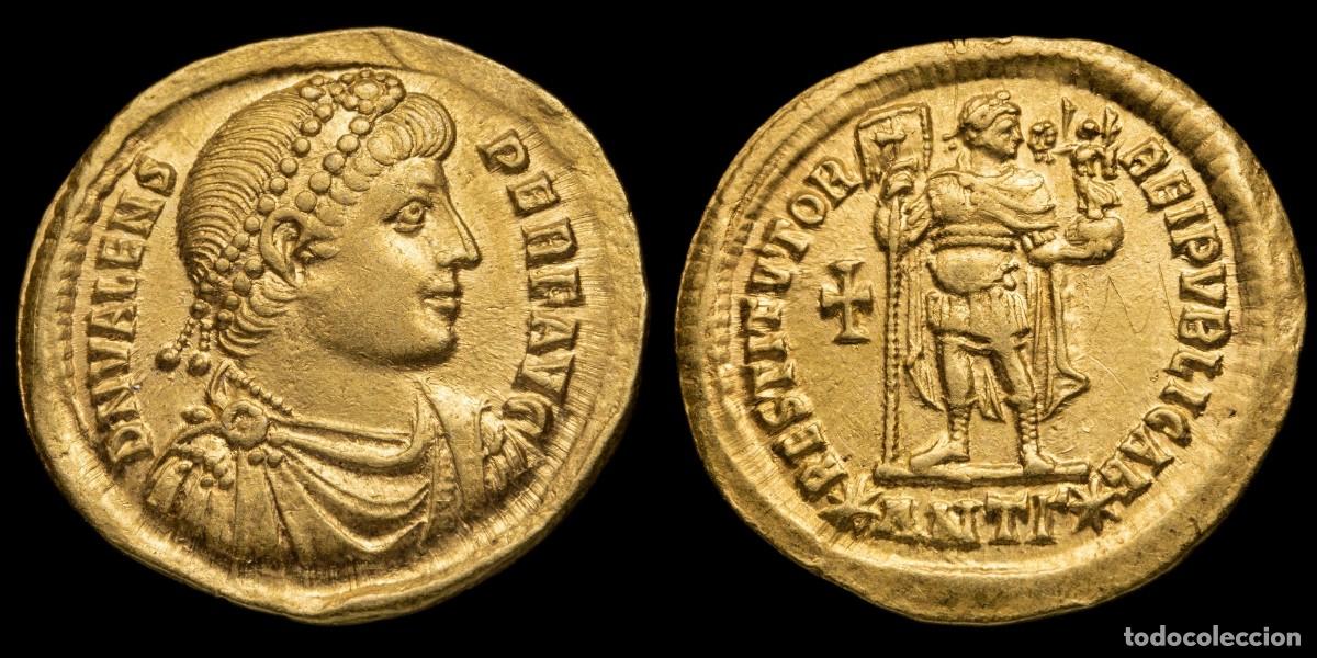 Monedas Imperio romano: Valens Gold Solidus - RESTITVTOR REIPVBLICAE, Antiochia - 22 mm / 4,45 gr.