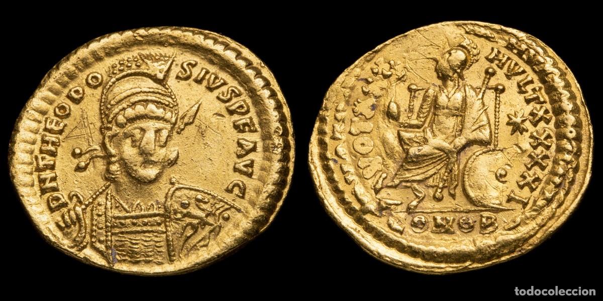 Monedas Imperio romano: Theodosius II Gold Solidus - VOT XXX MVLT XXXX I, Constantinople - 22 mm / 4,11 gr.