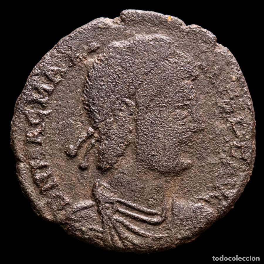 Monedas Imperio romano: Magno Maximo, AE maiorina. Arles. REPARATIO REIPVB / PCON (8647)