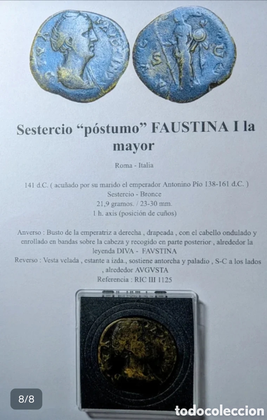 Monedas Imperio romano: Sestercio Faustina I La Mayor 141 d.C. Roma - Foto 8