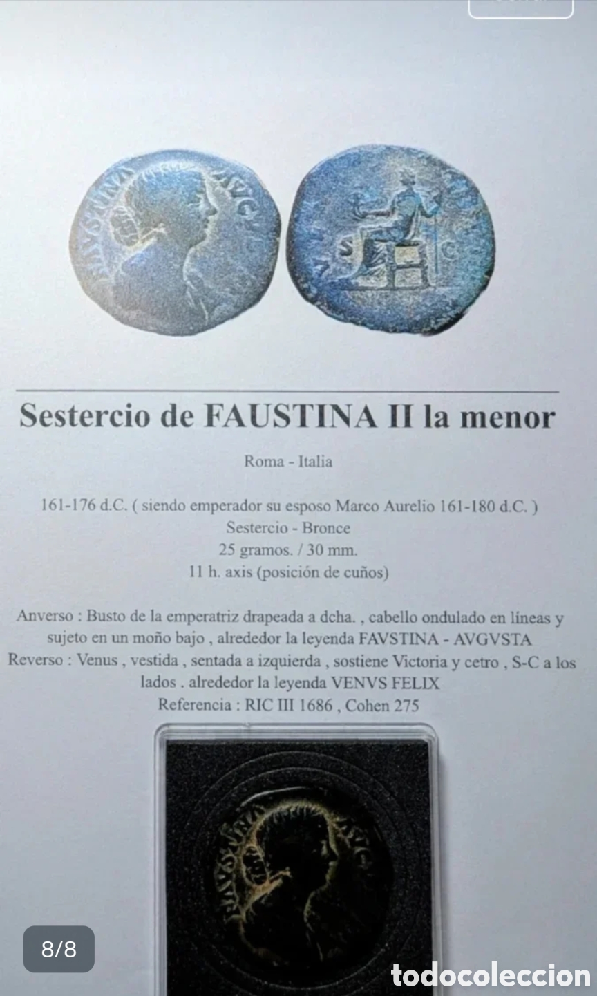 Monedas Imperio romano: Sestercio Faustina II La Menor 161-176 d.C. - Foto 8