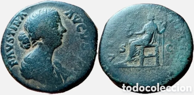 Monedas Imperio romano: Sestercio Faustina II La Menor 161-176 d.C.