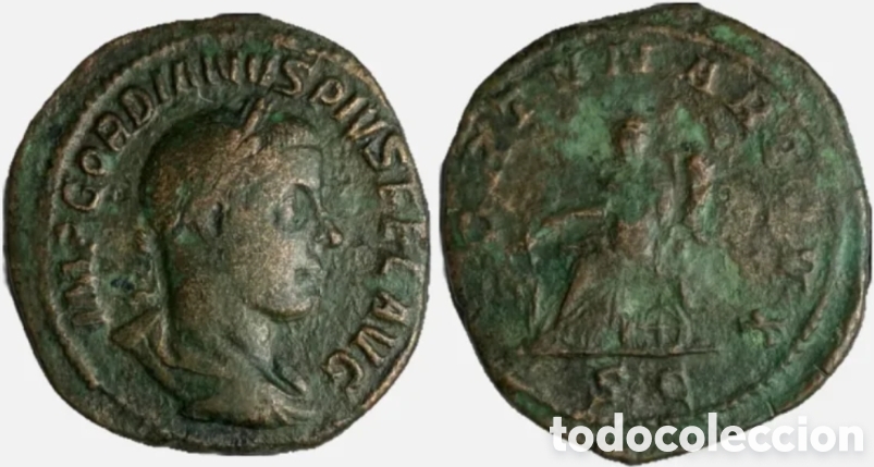 Monedas Imperio romano: Sestercio Gordiano III 243-244 d.C.