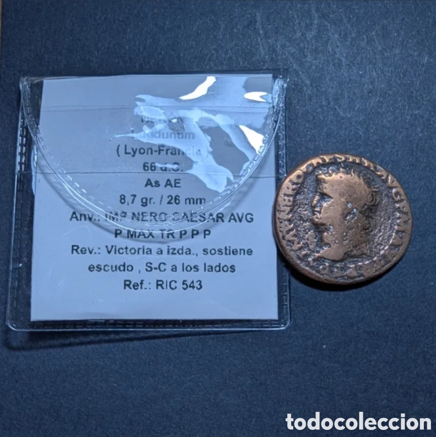 Monedas Imperio romano: As Ner&oacute;n 66 d.C. Lugdunum - Foto 4