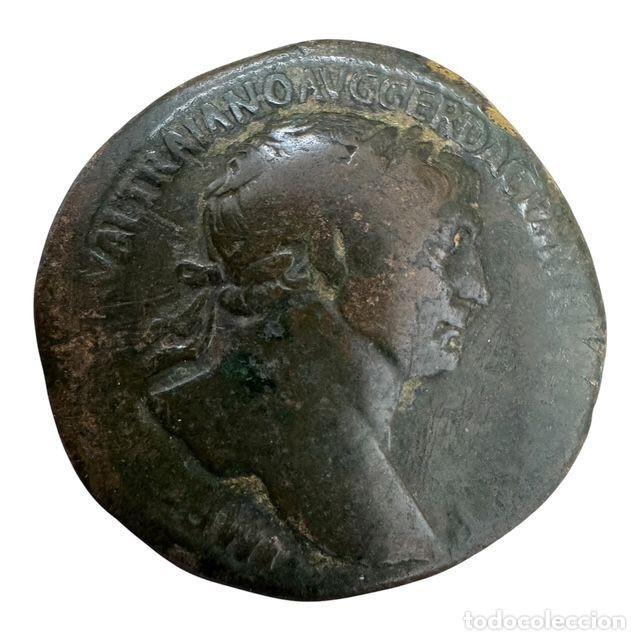 Monedas Imperio romano: Trajano (98-117 dC) Sestercio 25,2 gr R/SPQR.OPTIMO PRICIPI En exergo ARAB ADQUIS