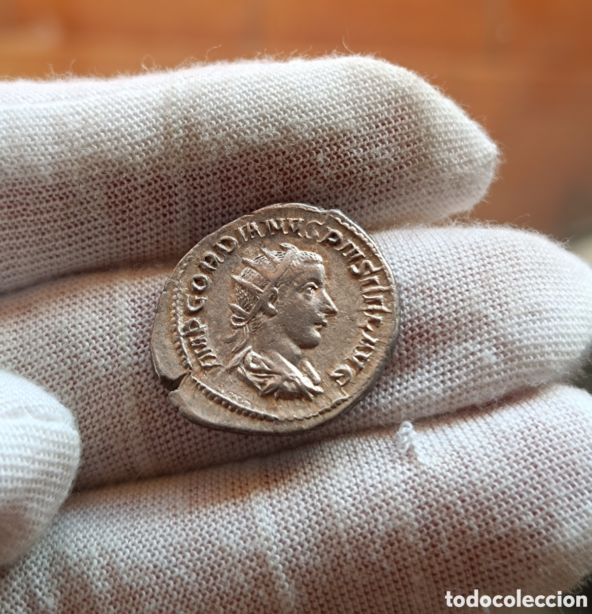 Monedas Imperio romano: Antoniano plata Gordiano III. Roma. Con ficha de subasta. Alto grado