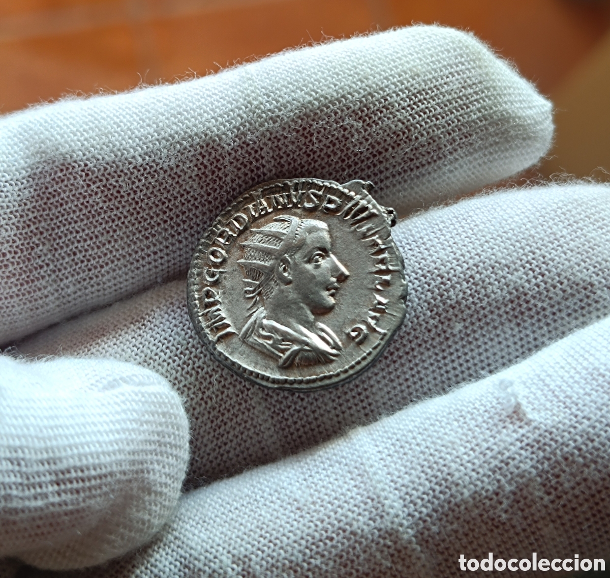 Monedas Imperio romano: Precioso Antoniano Plata Gordiano III. Roma. Con ficha de subasta