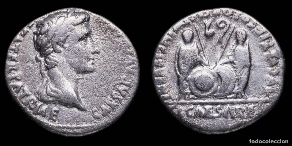 Monedas Imperio romano: Augustus Denarius - AVGVSTI F COS DESIG PRINC IVVENT CL CAESARES - 18 mm / 3,57 gr.