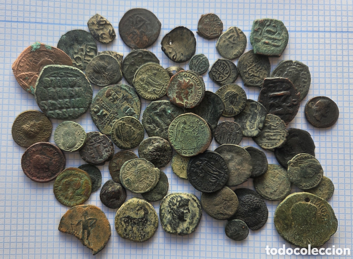 Monedas Imperio romano: Lote de 60 monedas Romanas , Bizantinas, &aacute;rabes....
