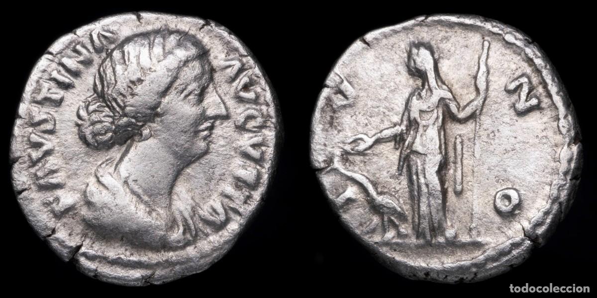 Monedas Imperio romano: Faustina II Denarius - IVNO - 18 mm / 3,25 gr.