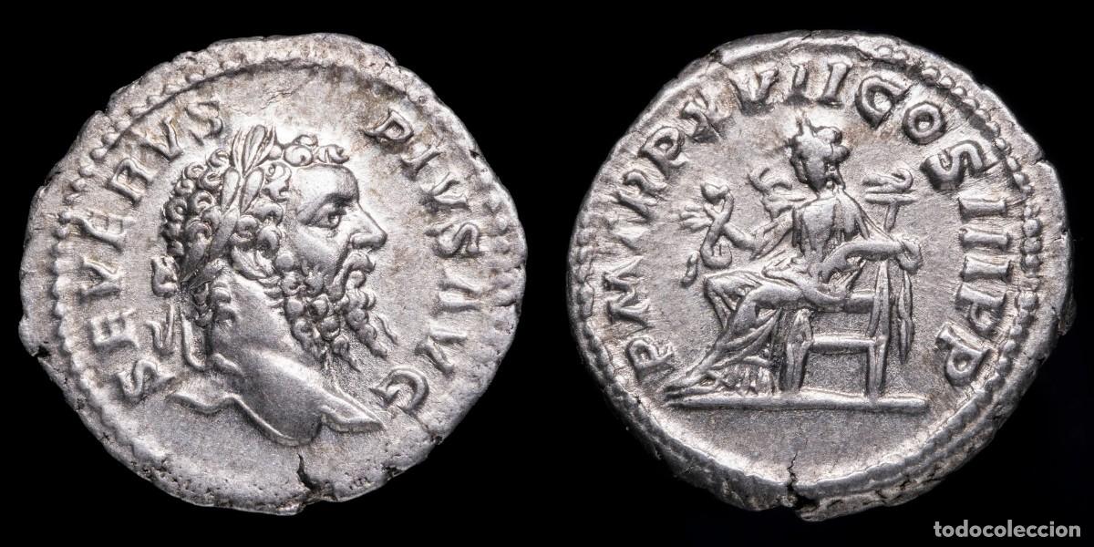 Monedas Imperio romano: Septimius Severus Denarius - P M TR P XVIII COS III PP - 19 mm / 3,32 gr.