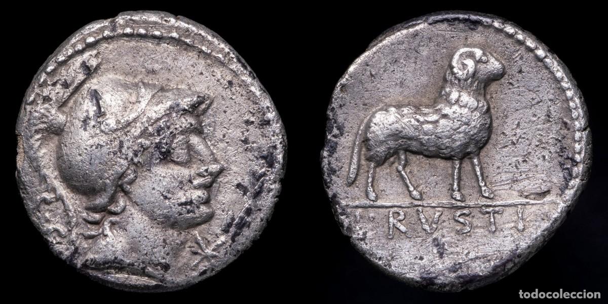 Monedas Imperio romano: Roman Republican Denarius, L. Rustius (74 b.C.) - 18 mm / 3,69 gr.