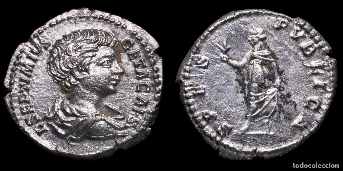 Monedas Imperio romano: Geta Denarius - SPES PVBLICA - 18 mm / 3,24 gr.